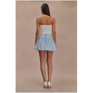 Genia Denim Bubble Mini Skirt - Light Blue