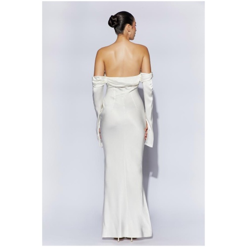 Giselle Off Shoulder Cowl Neck Maxi Dress - White