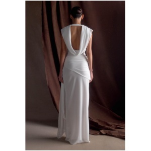 Giulia Chiffon Draped Maxi Dress - White