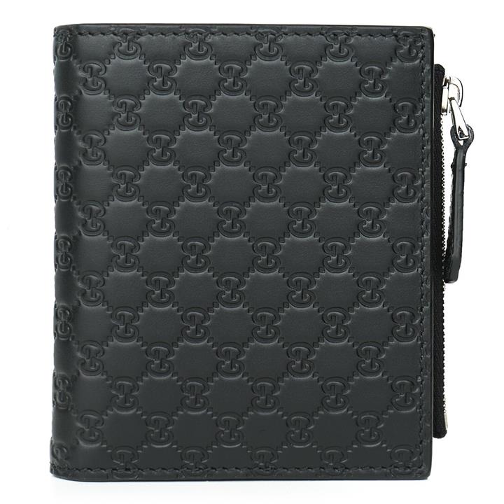 Gucci 544475 Micro GG Guccissima Leather Small Bifold Wallet Black Fixed Size