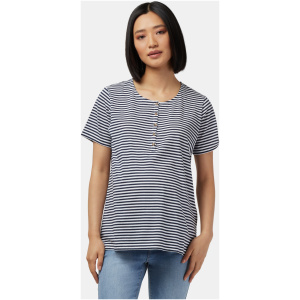 Hannah Henley Maternity Tee White/Navy Stripe