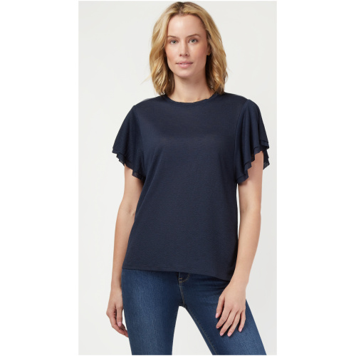 Harlow Frill Sleeve Tee Navy