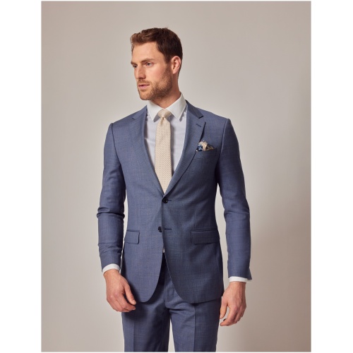 Hawes & Curtis Blue & Brown Windowpane Check Slim Jacket