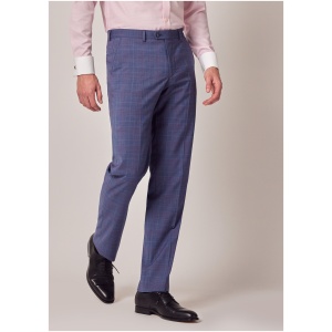 Hawes & Curtis Blue & Pink Contrast Prince Of Wales Check Tailored Fit Suit Trousers - 1913 Collection