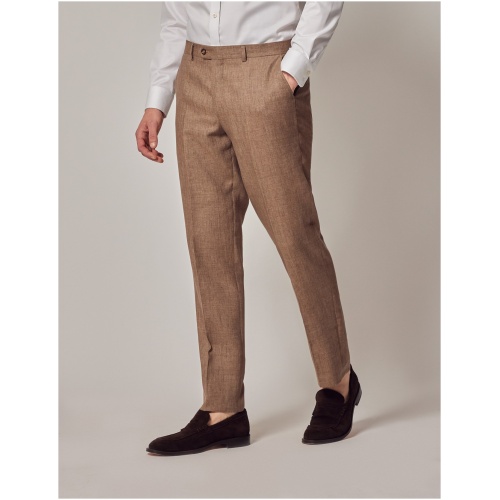 Hawes & Curtis Brown Linen Tailored Suit Trousers