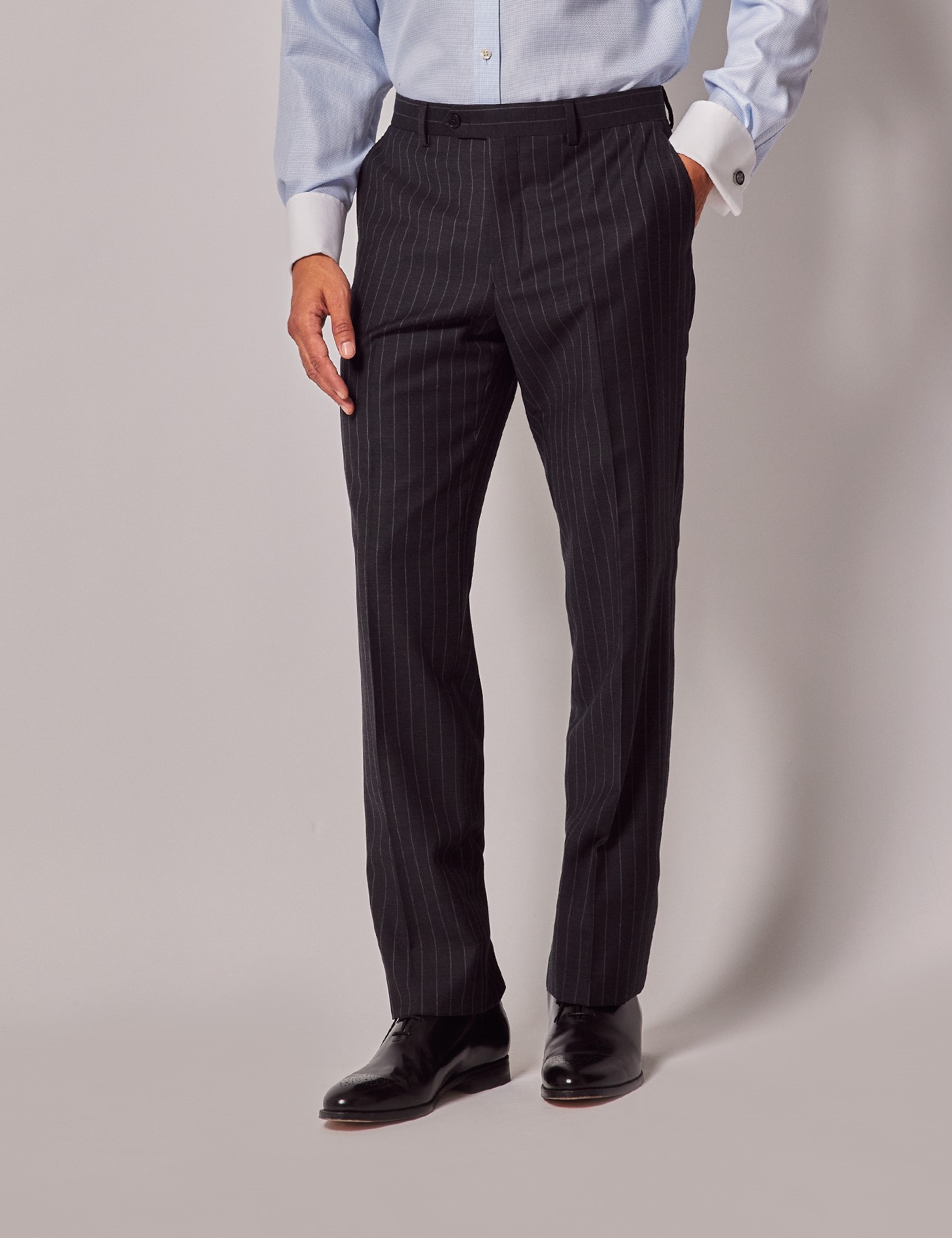 Hawes & Curtis Charcoal Chalk Stripe Slim Suit Trousers