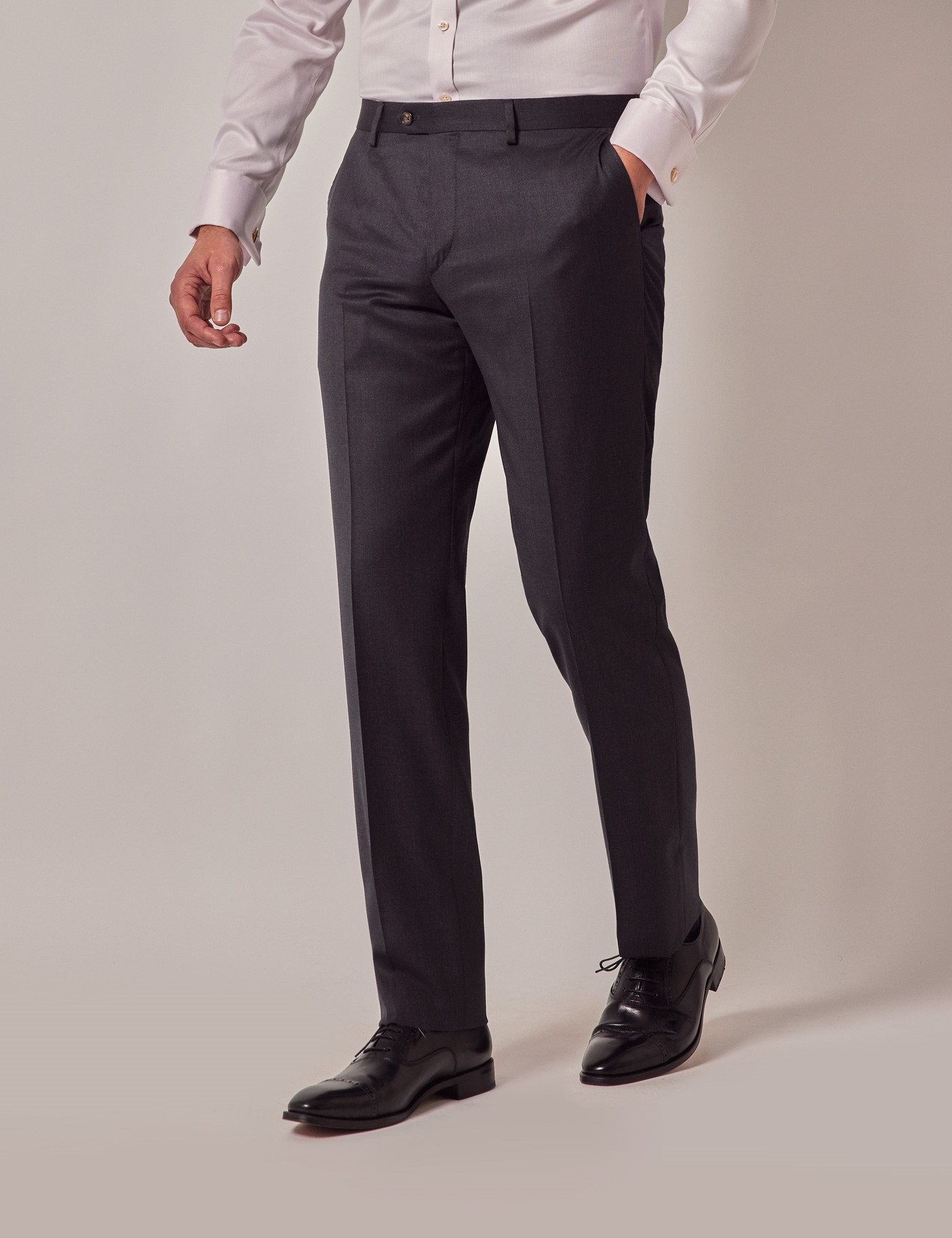 Hawes & Curtis Charcoal Italian Wool Slim Fit Suit Trousers - 1913 Collection