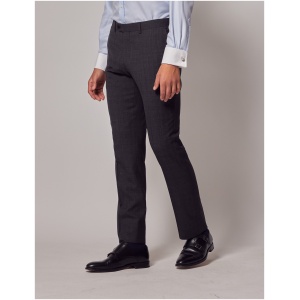 Hawes & Curtis Charcoal Tonal Prince of Wales Check Slim Suit Trousers