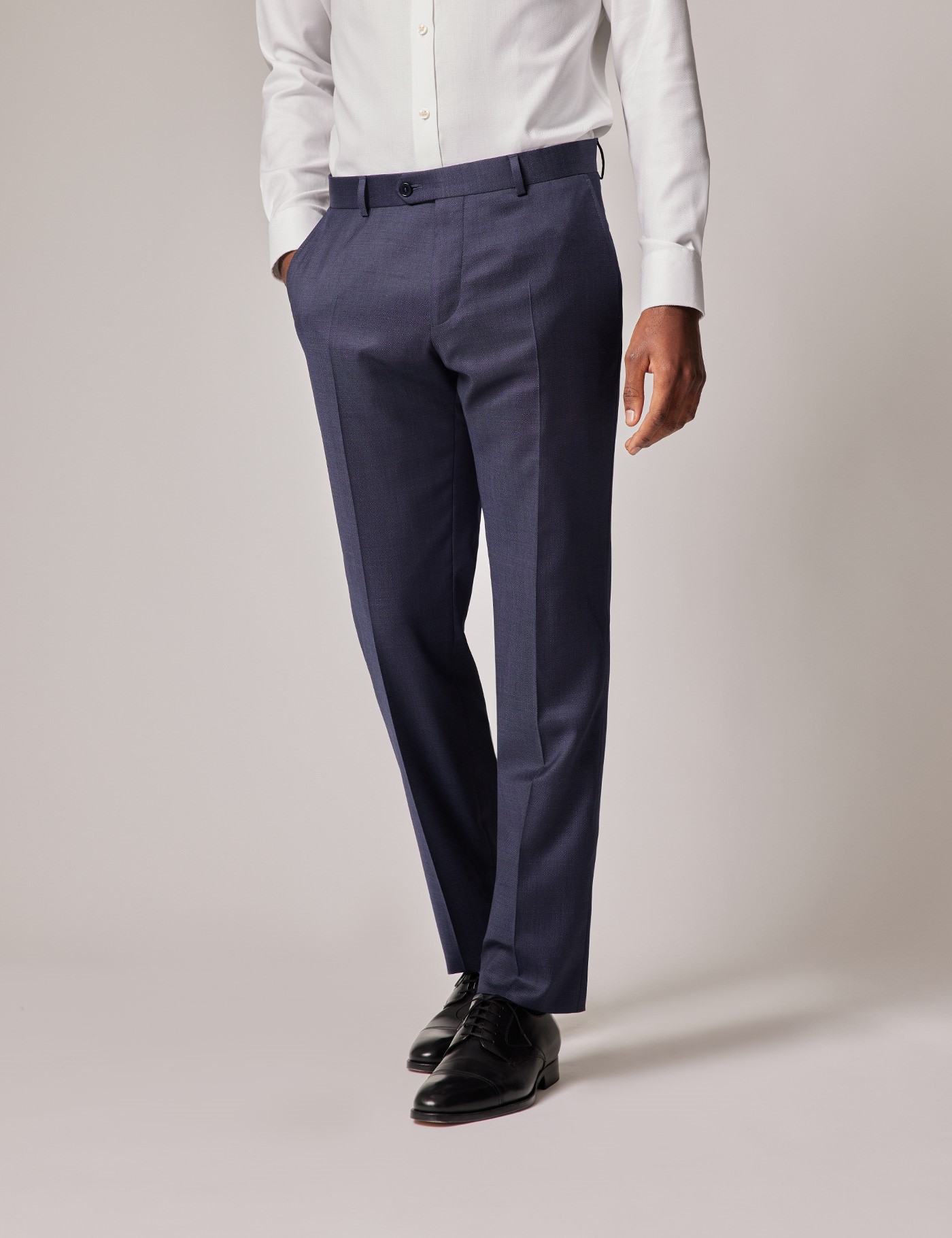 Hawes & Curtis Dark Blue Sharkskin Slim Suit Trousers