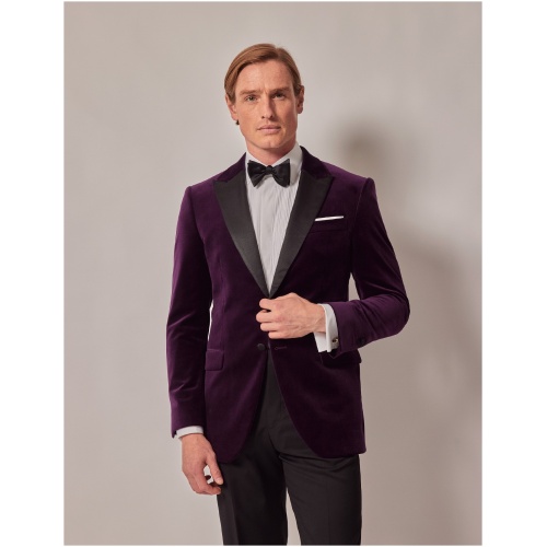 Hawes & Curtis Dark Purple Velvet Slim Fit Jacket