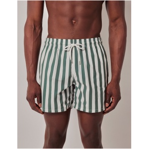 Hawes & Curtis Green & White Wide Stripe Swim Shorts