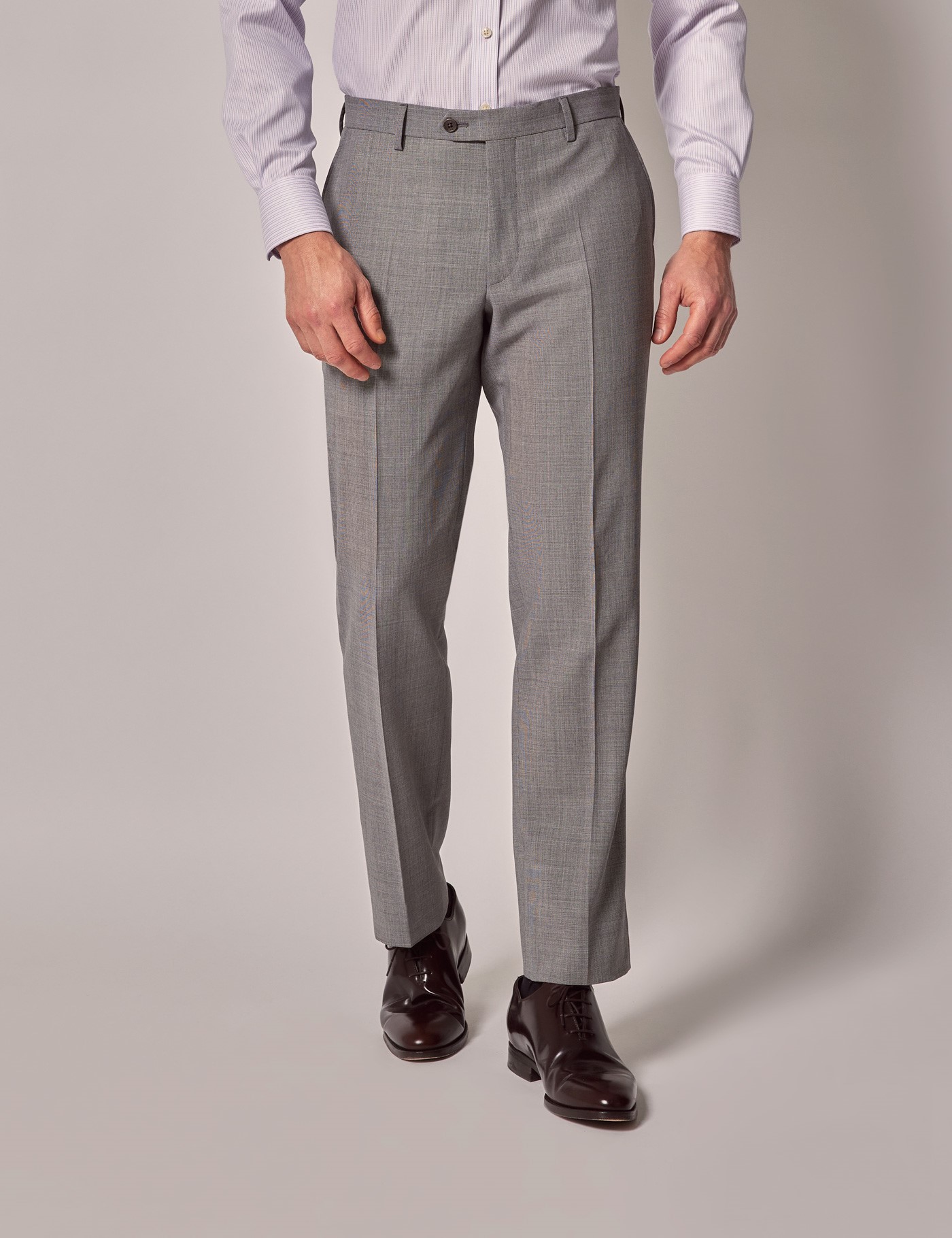 Hawes & Curtis Grey Semi Plain Italian Tailored Suit Trousers - 1913 Collection