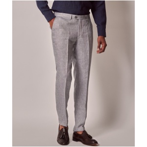 Hawes & Curtis Light Grey Hopsack Linen Italian Tailored Suit Trousers - 1913 Collection