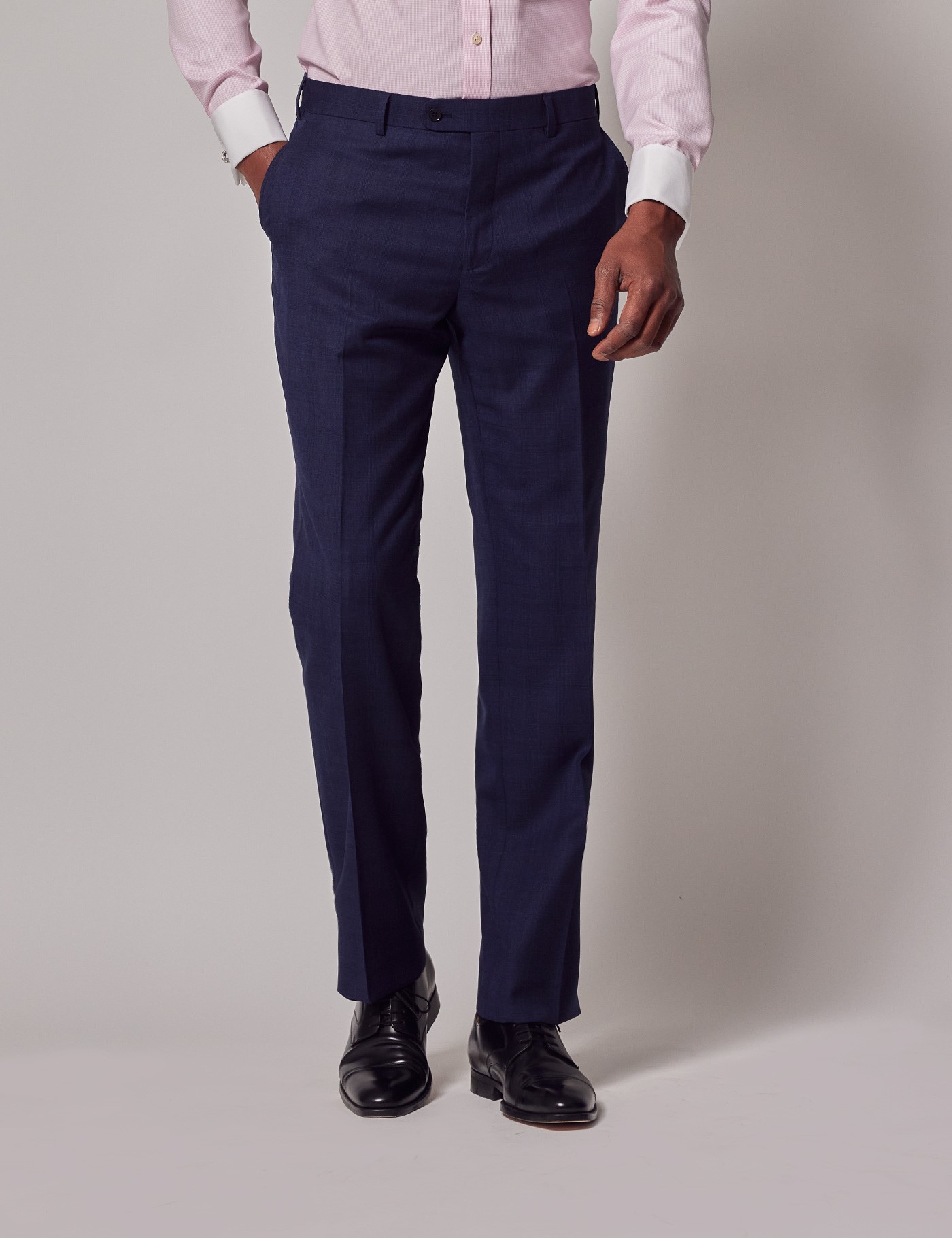 Hawes & Curtis Navy & Red Prince of Wales Check Classic Suit Trousers