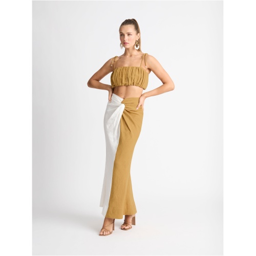 High Hopes Linen Skirt Camel / Ivory SHEIKE