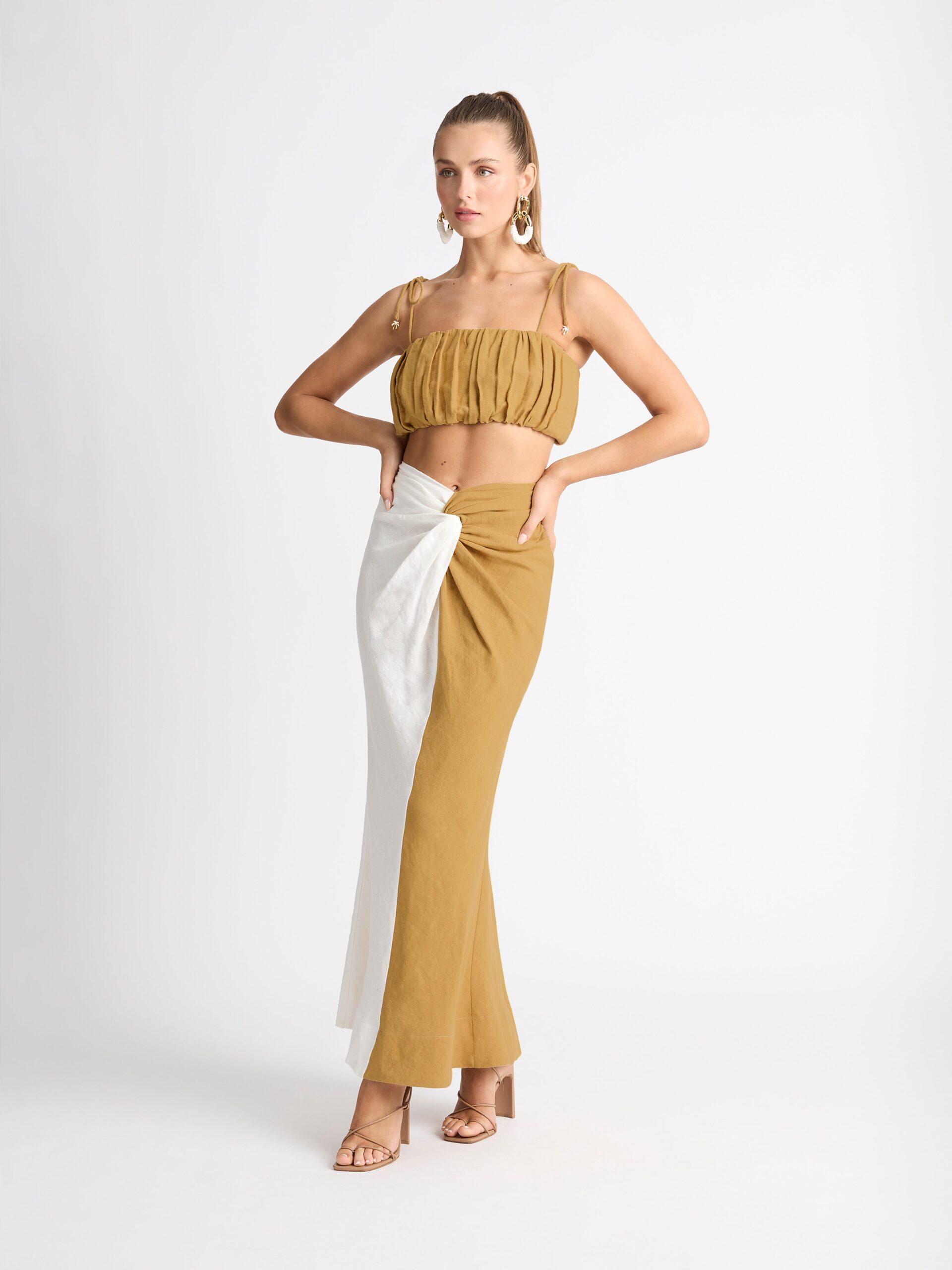 High Hopes Linen Skirt Camel / Ivory SHEIKE