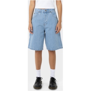 High Rise Carpenter Shorts in Light Wash Denim