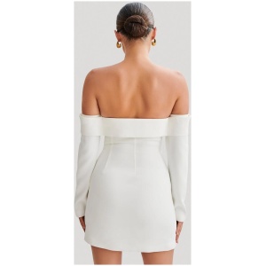 Hugo Suiting Off Shoulder Mini Dress - Ivory