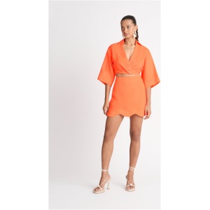 Ibiza Linen Skirt Fluro Orange SHEIKE