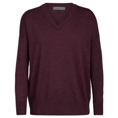 Icebreaker Shearer V-neck Sweater - Pinot Heather