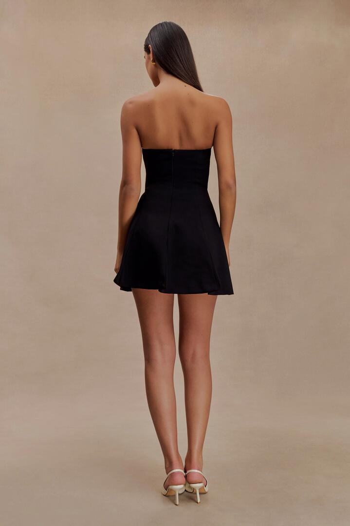 Indiana Strapless Suiting Mini Dress - Black