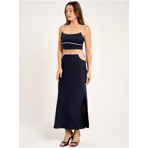 Iris Strappy Maxi Skirt in Midnight Blue & Lilac