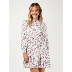 Isla Half Button Tiered Dress Lavender Print