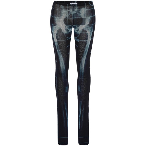 JEAN PAUL GAULTIER black polyamide pants with skeleton print