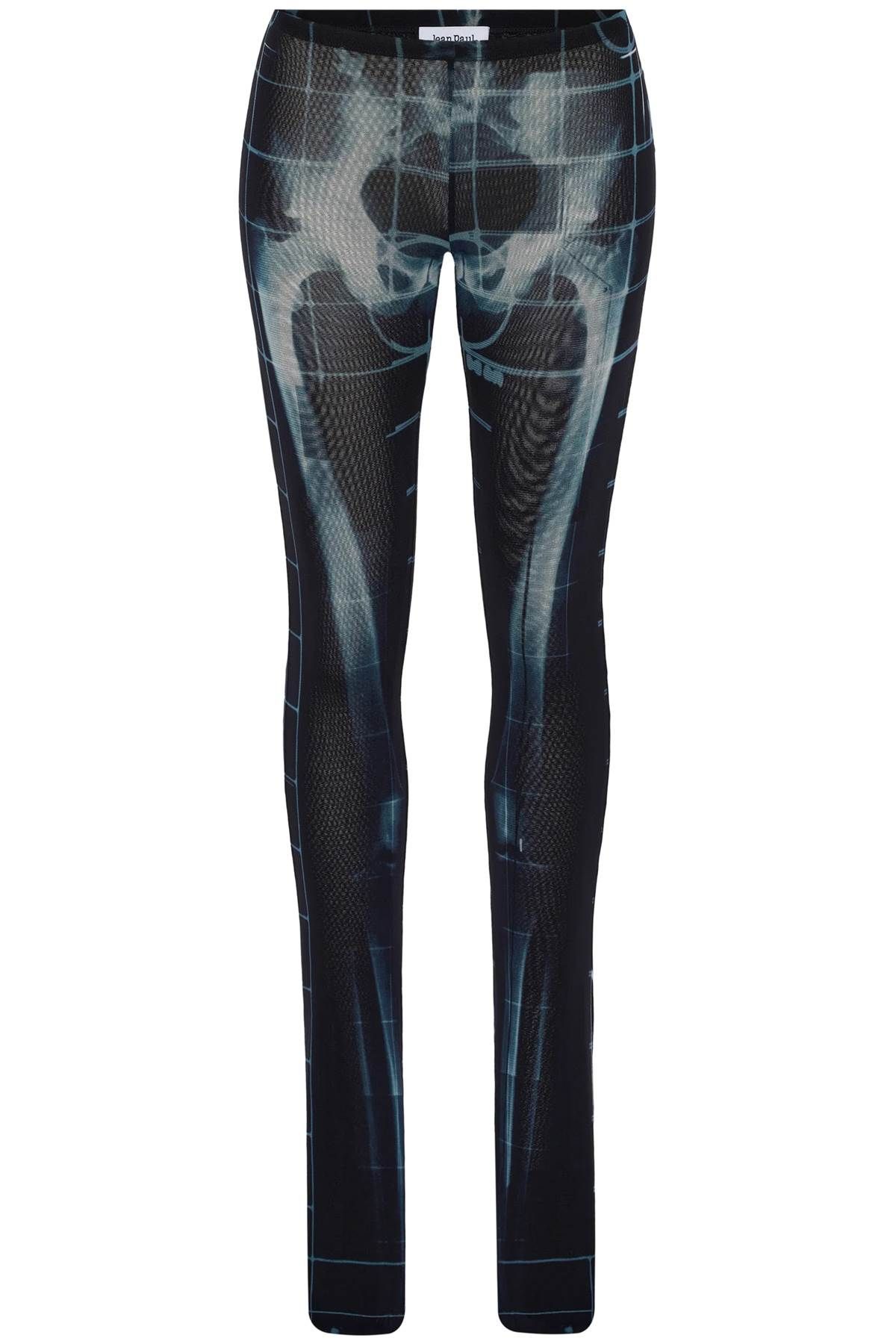 JEAN PAUL GAULTIER black polyamide pants with skeleton print