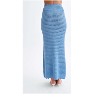 Jadia Crochet Fishtail Maxi Skirt - Cornflower Blue