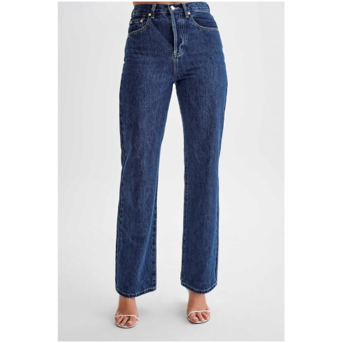 Janine High Waisted Straight Leg Jeans - Dark Blue