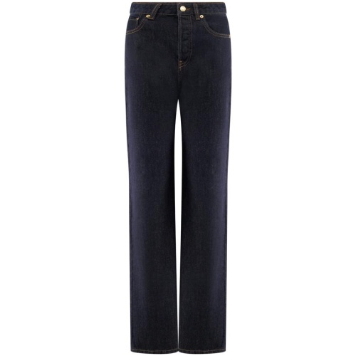 Janine High Waisted Straight Leg Jeans - Washed Indigo Blue