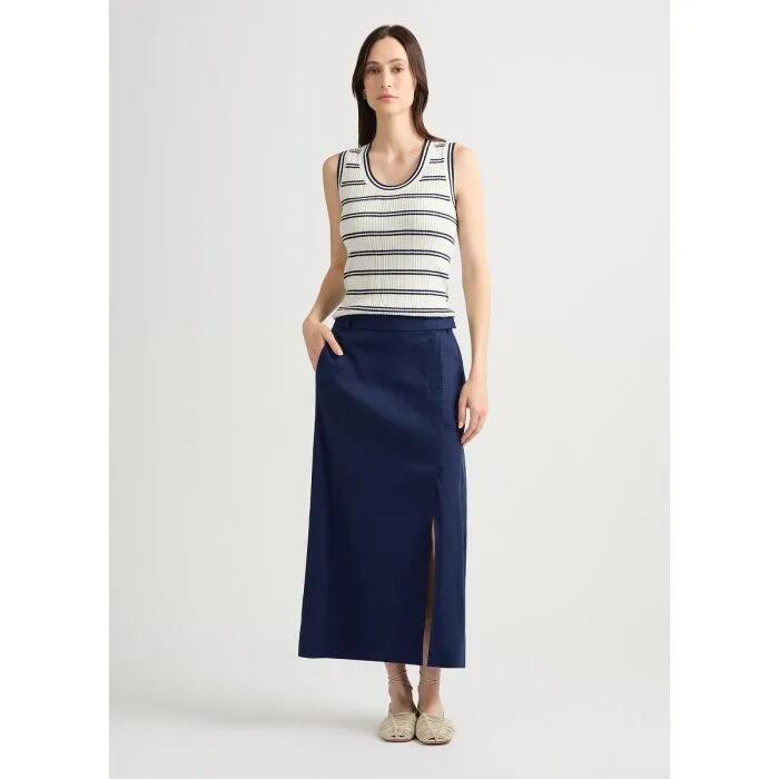 Janis Linen Blend Column Maxi Skirt