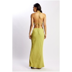 Jayleen Maxi Skirt With Fringe - Chartreuse