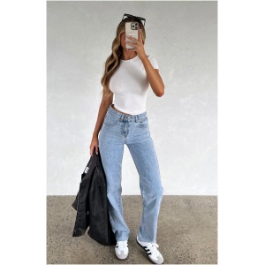 Jordyn High Waisted Straight Leg Jeans Light Blue Wash