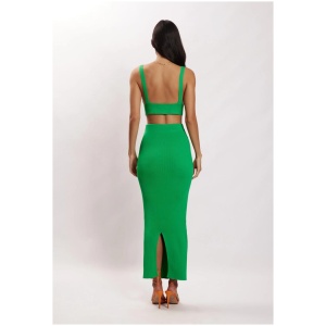 Kaesha Split Maxi Knitted Skirt - Green