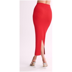 Kaesha Split Maxi Knitted Skirt - Red