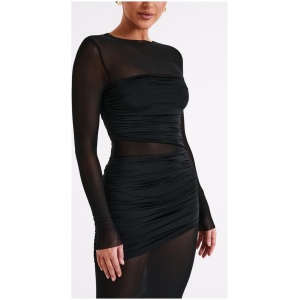 Kate Mesh And Nylon Maxi Dress - Black