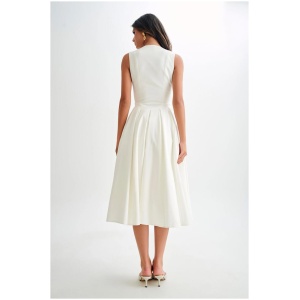 Keely Cotton Sleeveless Midi Dress - White