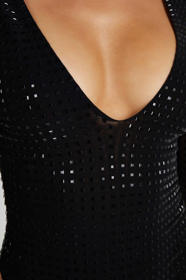 Keenan Square Diamante Bodysuit - Black