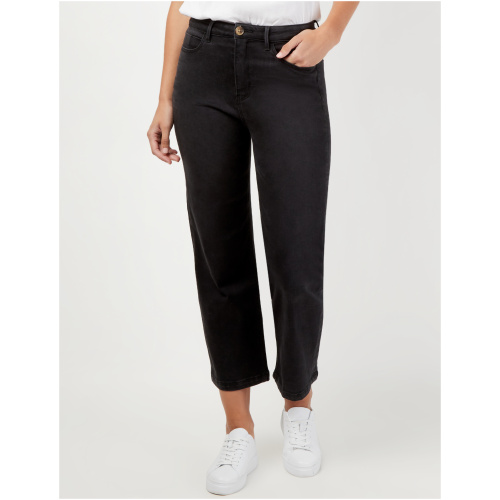 Kelly Wide Leg Crop Jeans Black