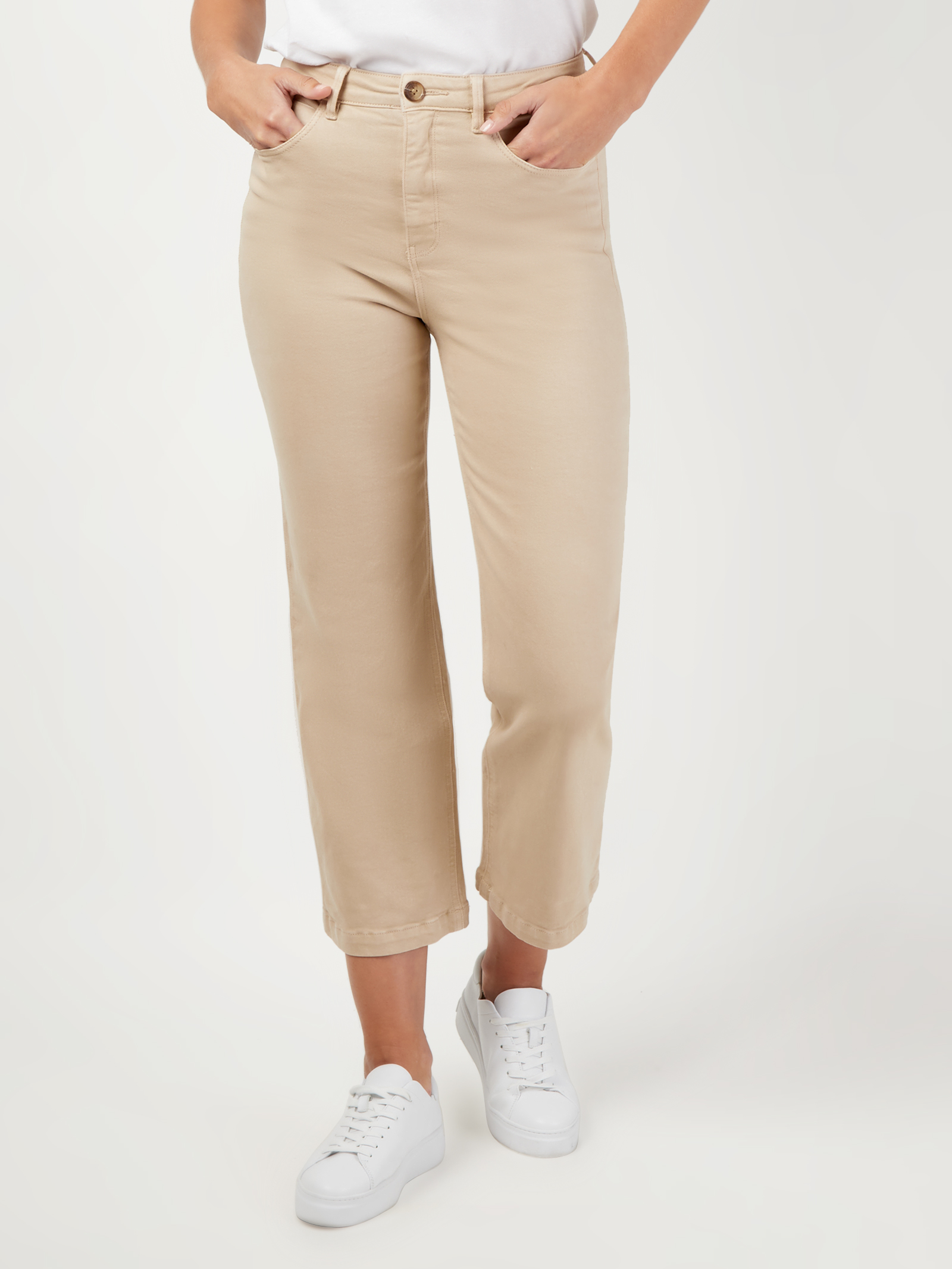 Kelly Wide Leg Crop Jeans Taupe