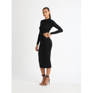 Khloe Knit Dress Black SHEIKE