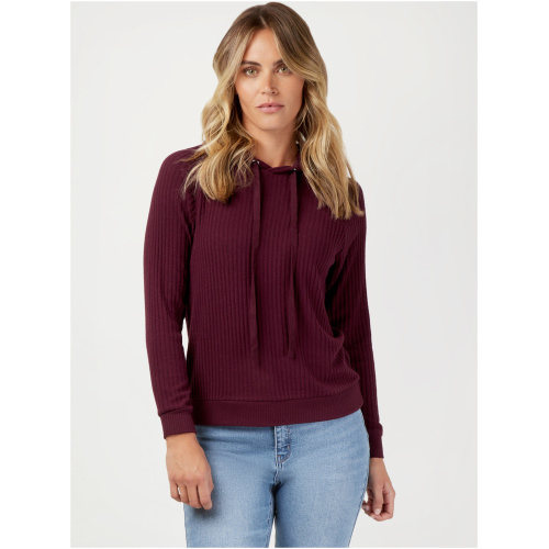 Khloe Soft Touch Hoodie Plum Rib