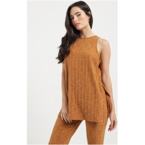 Koa Knit Split Tunic Top in Cinnamon