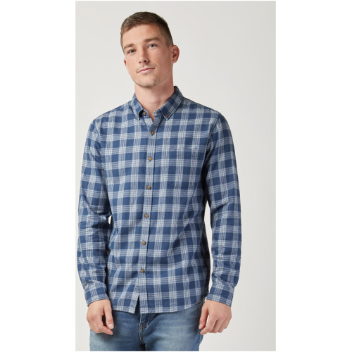 LS Holmes Brushed Check Shirt Washed Navy Multi