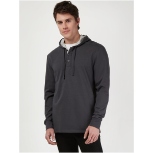 LS Mason Hooded Henley Top Charcoal