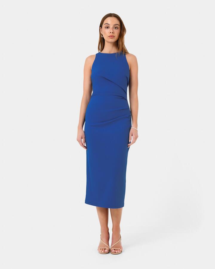 Leah Side Ruched Midi Dress