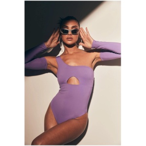 Lexi One Shoulder Cut Out Bodysuit - Purple