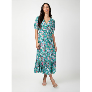 Lila Wrap Front Midi Dress Green Meadow